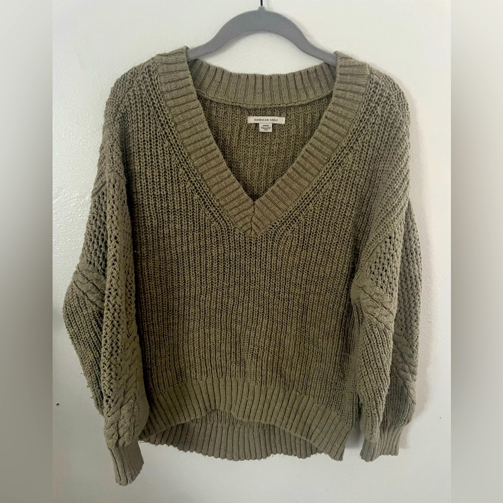 American Eagle Woven Knit Green Sweater Woman’s Size M